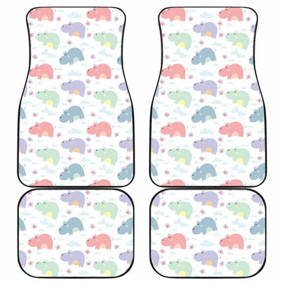 Hippopotamus Pattern Print Design 03 Front And Back Car Mats 105905 - YourCarButBetter