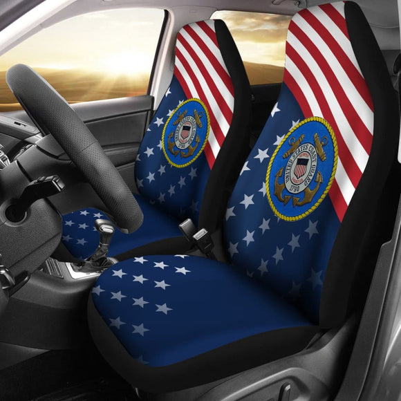 Honor American Flag US Coast Guard Car Seat Covers 210701 - YourCarButBetter