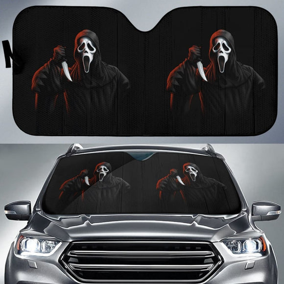 Horror Ghostface With Knife Scream Car Auto Sun Shades 212903 - YourCarButBetter