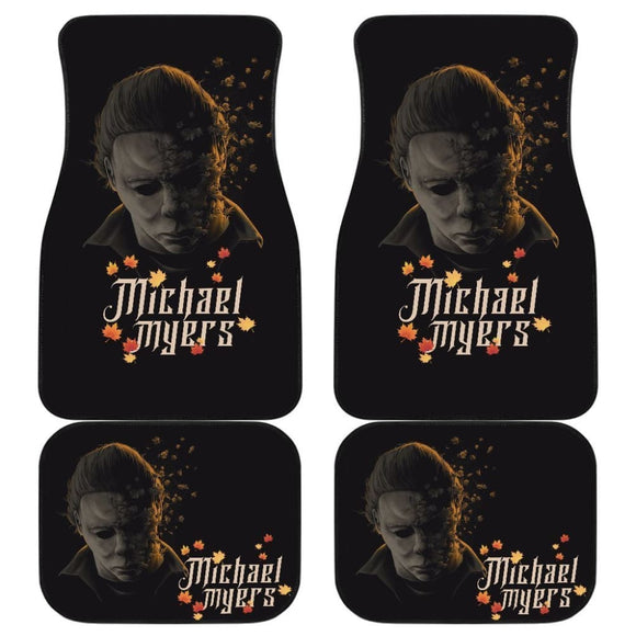 Horror Movie Car Floor Mats | Michael Myers Fading Face Maple Leaf Car Mats 210101 - YourCarButBetter