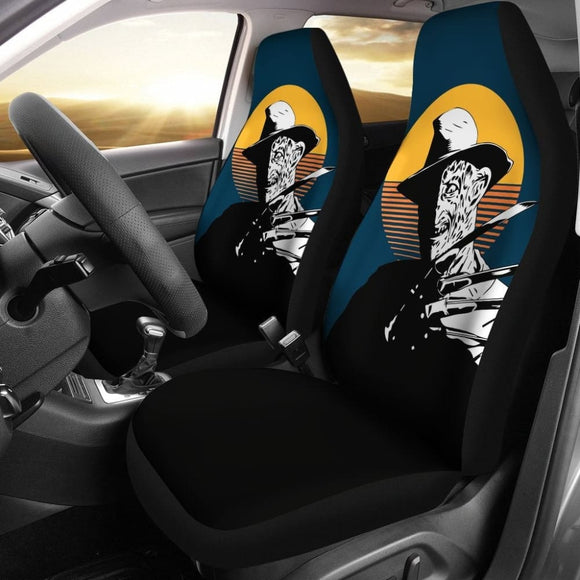 Horror Movie Car Seat Covers Freddy Krueger Retro Vintage Yellow Moon Seat Covers 094201 - YourCarButBetter