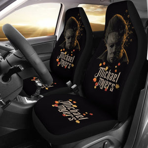 Horror Movie Car Seat Covers | Michael Myers Fading Face Maple Leaf Seat Covers 210101 - YourCarButBetter