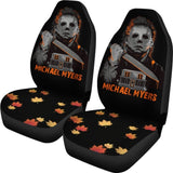 Horror Movie Car Seat Covers | Michael Myers Vintage Maple Leaf Color Seat Covers 210101 - YourCarButBetter