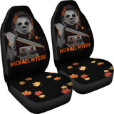 Horror Movie Car Seat Covers | Michael Myers Vintage Maple Leaf Color Seat Covers 210101 - YourCarButBetter