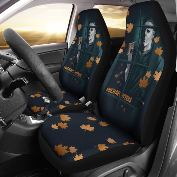 Horror Movie Car Seat Covers | Michael Myers Window Maple Leaf Patterns Seat Covers 210101 - YourCarButBetter