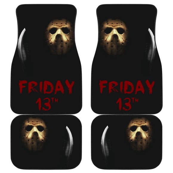 Horror Movie Friday The 13Th Jason Voorhees Mask In The Dark Car Floor Mats 094209 - YourCarButBetter