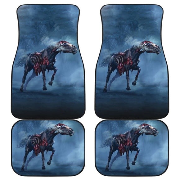 Horror Zombie Horse Blue Themed Car Floor Mats 211301 - YourCarButBetter