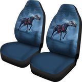 Horror Zombie Horse Blue Themed Car Seat Covers 211301 - YourCarButBetter