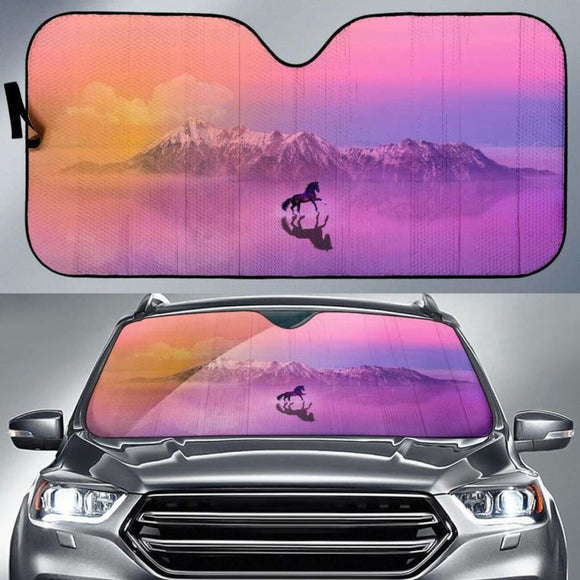 Horse Landscape Reflection Sunset 4K Car Sun Shade 172609 - YourCarButBetter