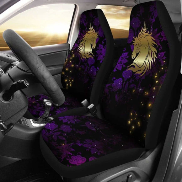 Horse On Purple Damask Car Seat Cover 170804 - YourCarButBetter
