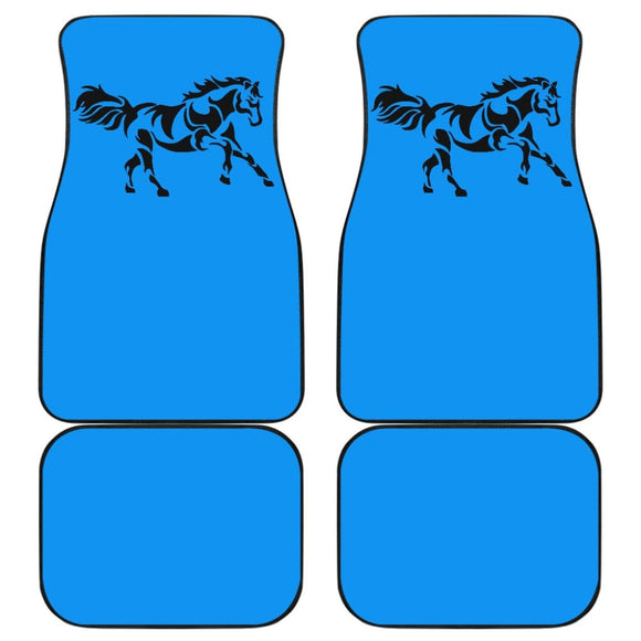 Horse Silhouette Blue Car Floor Mats 211602 - YourCarButBetter