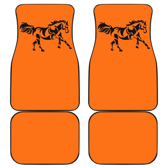 Horse Silhouette Orange Car Floor Mats 211602 - YourCarButBetter