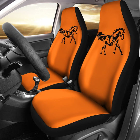 Horse Silhouette Orange Car Seat Covers 211602 - YourCarButBetter