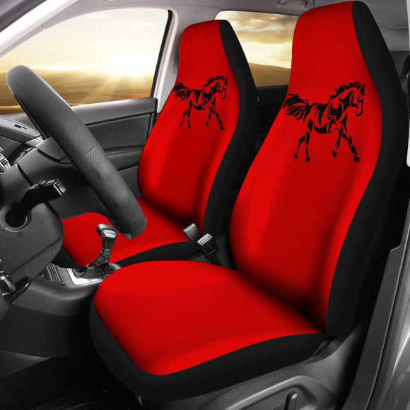 Horse Silhouette Red Car Seat Covers 211602 - YourCarButBetter