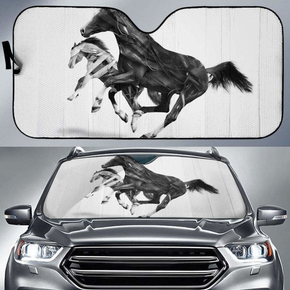 Horses Monochrome Car Sun Shade 172609 - YourCarButBetter