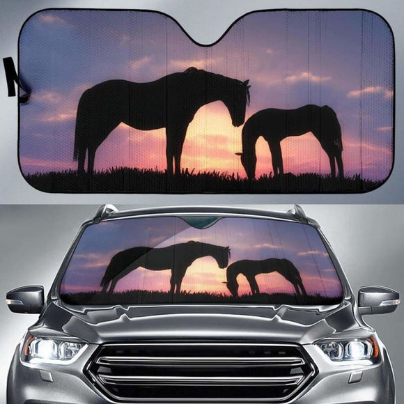 Horses Sunset Cgi Hd Car Sun Shade 172609 - YourCarButBetter