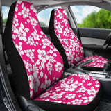 Hot Pink White Hibiscus Hawaiian Flower Car Seat Covers 232125 - YourCarButBetter