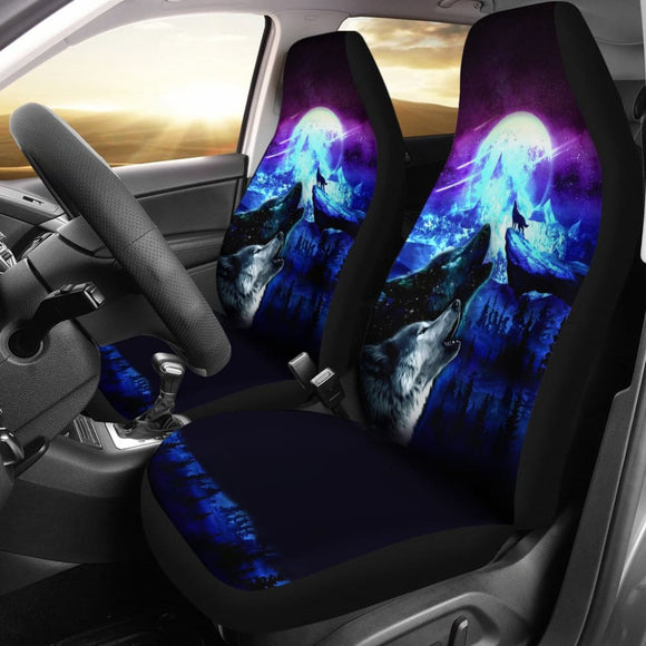 Howling Galaxy Wolves Spirit Printed Car Seat Covers 212003 - YourCarButBetter