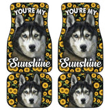 Husky Dog You’re My Sunshine Sunflower Car Floor Mats 210101 - YourCarButBetter