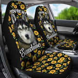 Husky Dog You’re My Sunshine Sunflower Car Seat Covers 210101 - YourCarButBetter