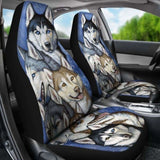 Husky Family Dogs Pets Animals Car Seat Covers 160830 - YourCarButBetter