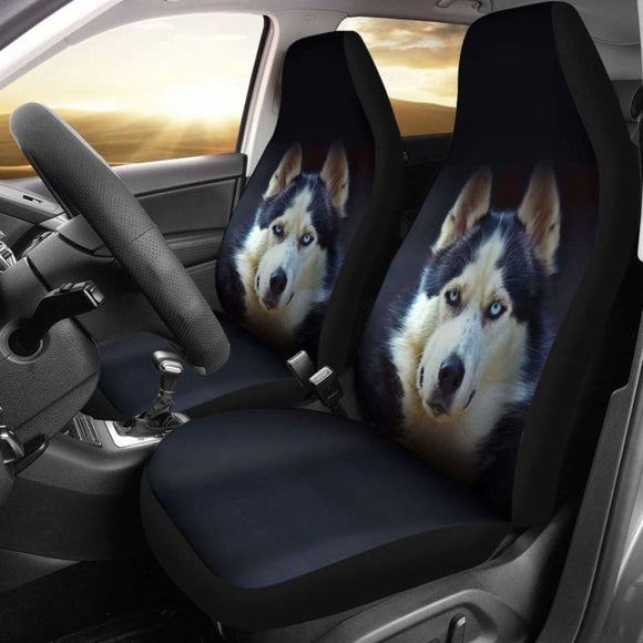 Husky With Blue Eyes Dog Car Seat Covers 3 154813 - YourCarButBetter