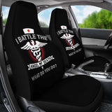 I Battle The Angel Of Death Nurse Pride Job Car Seat Covers 174510 - YourCarButBetter