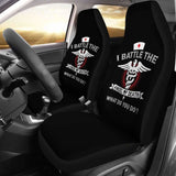 I Battle The Angel Of Death Nurse Pride Job Car Seat Covers 174510 - YourCarButBetter