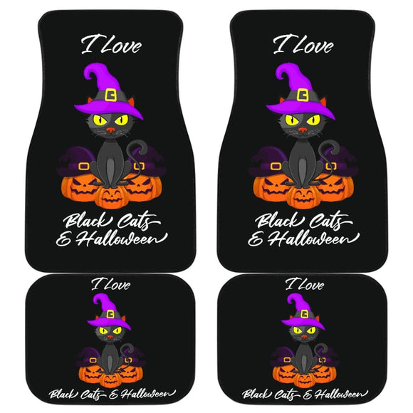 I Love Black Cats And Halloween Car Floor Mats 211110 - YourCarButBetter