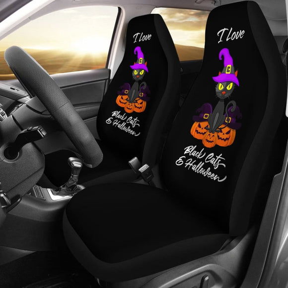 I Love Black Cats And Halloween Car Seat Covers 211110 - YourCarButBetter