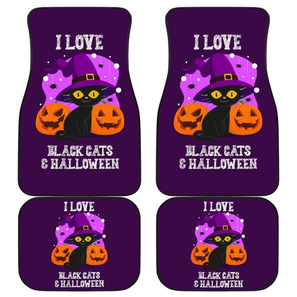 I Love Black Cats And Halloween Cat Lovers Gift Car Floor Mats 211110 - YourCarButBetter