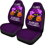 I Love Black Cats And Halloween Cat Lovers Gift Car Seat Covers 211110 - YourCarButBetter