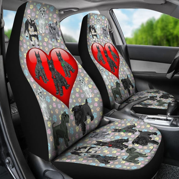 I Love Schnauzers Car Seat Covers (Paw Prints With Heart) 101819 - YourCarButBetter