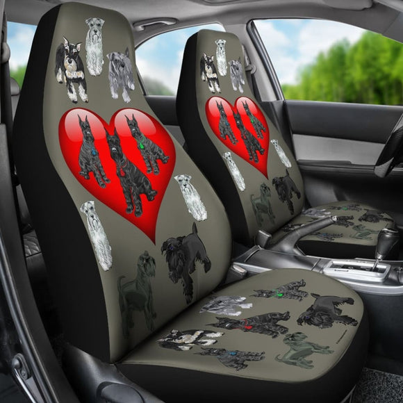 I Love Schnauzers Car Seat Covers (Sharkskin With Heart) 101819 - YourCarButBetter