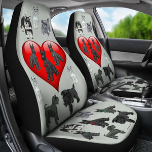 I Love Schnauzers Car Seat Covers (Silver Martin With Heart) 101819 - YourCarButBetter