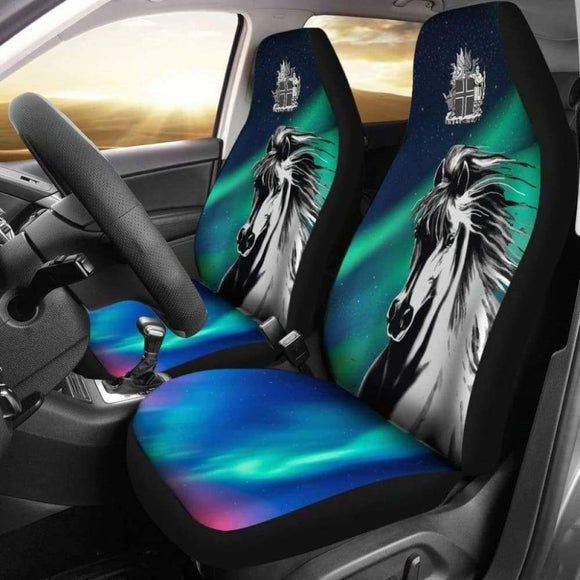 Icelandic Horse Northern Lights Car Seat Covers 200904 - YourCarButBetter