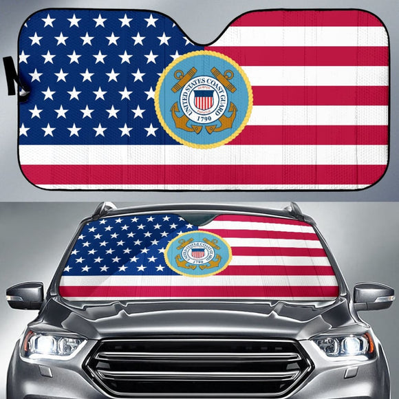 Iconic American Flag US Coast Guard Car Auto Sun Shades 210701 - YourCarButBetter