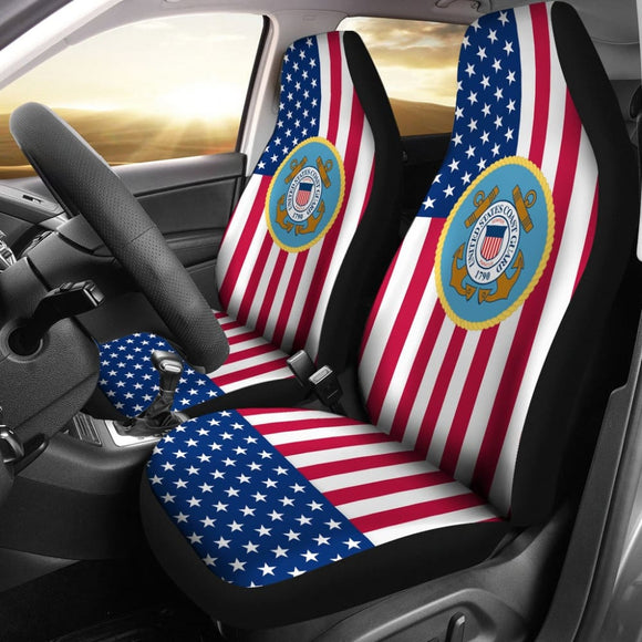 Iconic American Flag US Coast Guard Car Seat Covers 210701 - YourCarButBetter