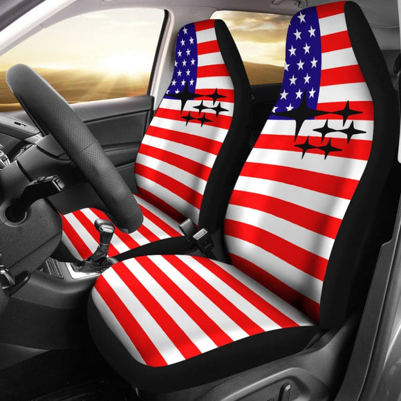 Iconic Subaru Mixed American Flag Printed Car Seat Covers 212803 - YourCarButBetter