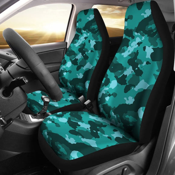 Iconic Teal Camouflage Car Seat Covers 210807 - YourCarButBetter