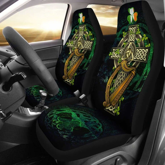 Ireland Celtic Car Seat Covers - Ireland Coat Of Arms With Celtic Cross - 160905 - YourCarButBetter