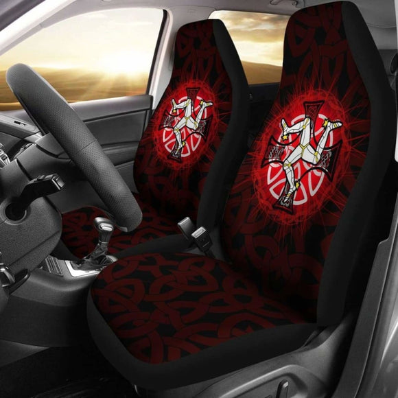 Isle Of Man Car Seat Cover - Triskelion With Celtic Cross & Circle (Red) - 160905 - YourCarButBetter