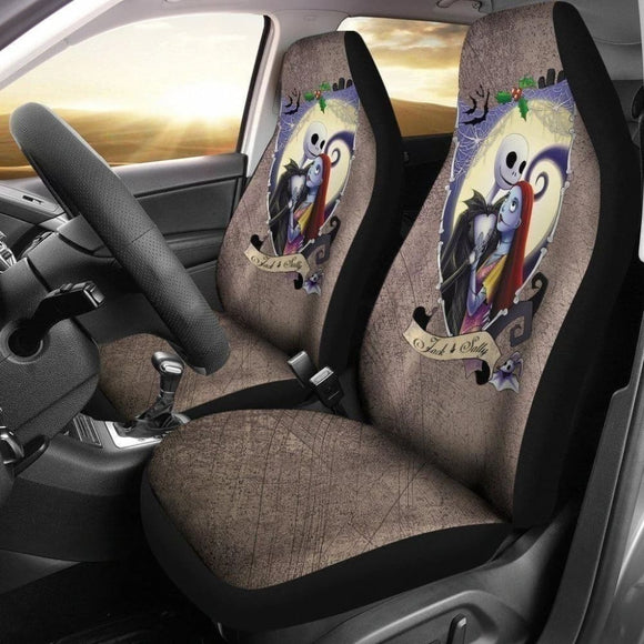 Jack And Sally Car Seat Covers Custom Nightmare Before Christmas Car Decoration 101819 - YourCarButBetter