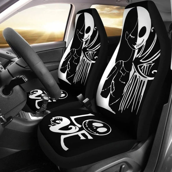 Jack And Sally Half Face Car Seat Covers Custom Nightmare Before Christmas 101819 - YourCarButBetter