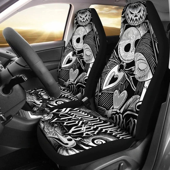 Jack & Sally Love The Nightmare Before Christmas Car Seat Covers 3 101819 - YourCarButBetter