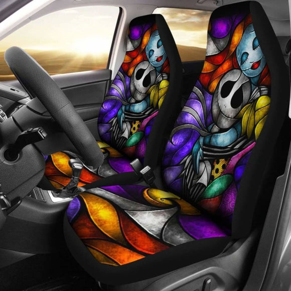 Jack & Sally Nightmare Before Christmas Car Seat Covers For Fan Gift 3 Amazing 101819 - YourCarButBetter