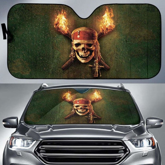 Jack Sparrow Skull Art Car Sun Shade Movie Fan Gift T041820 102507 - YourCarButBetter