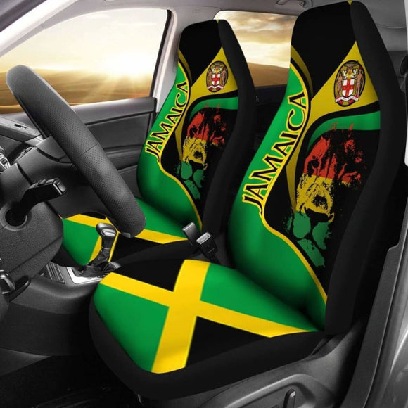 Jamaica Car Seat Covers - Jamaican Lion With Coat Of Arms - Amazing 161012 - YourCarButBetter