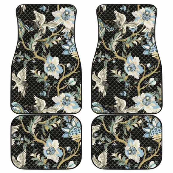 Japanese Crane Ornament Elements Front And Back Car Mats 094201 - YourCarButBetter