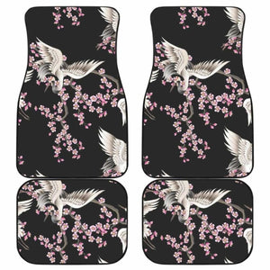 Japanese Crane Pink Sakura Pattern Front And Back Car Mats 094201 - YourCarButBetter